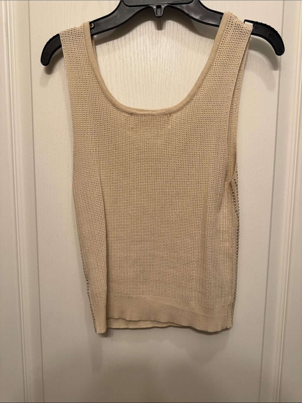 LC Collection Cream Knit Rhinestone Tank Top - Picture 2 of 3